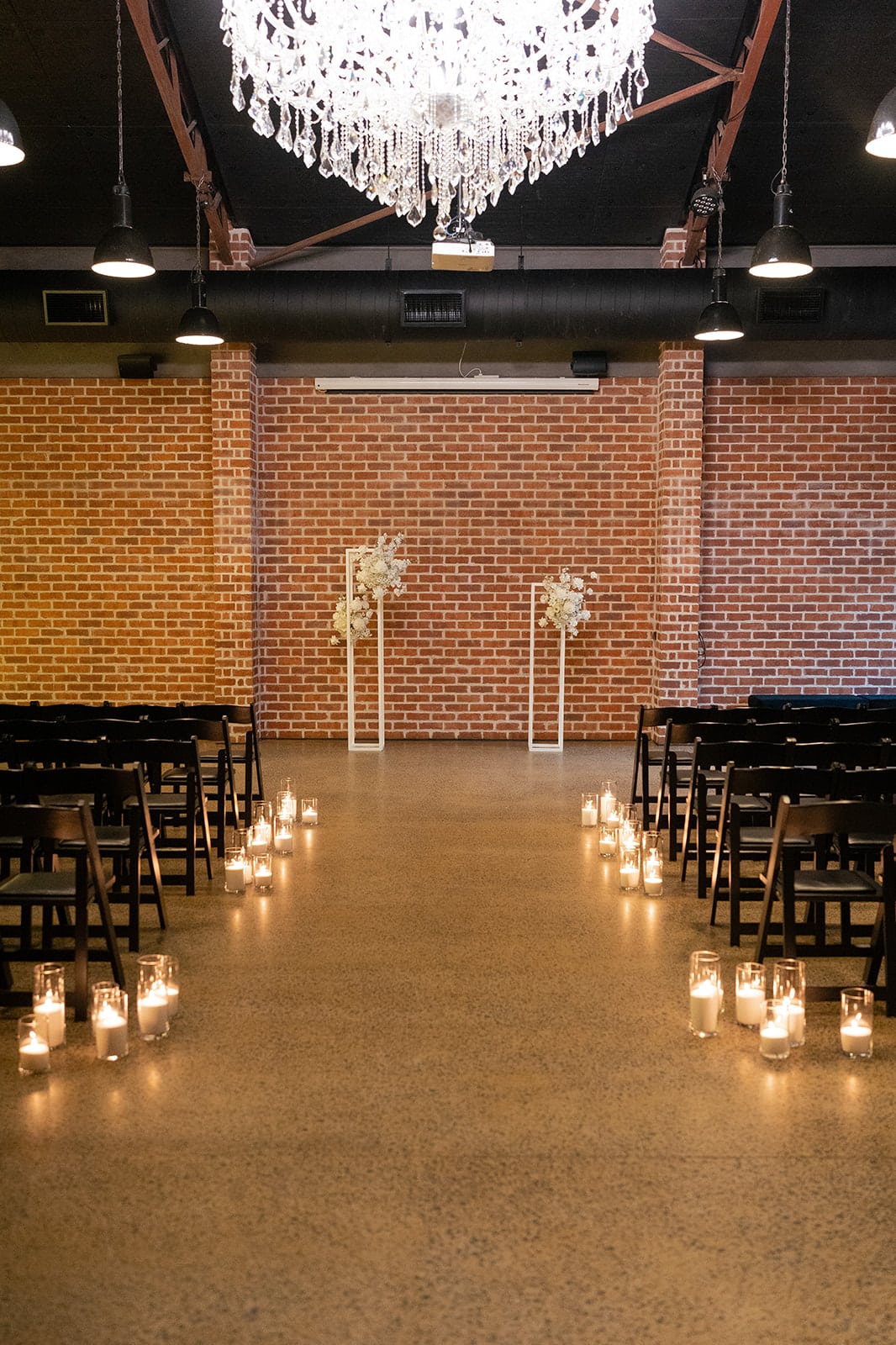 Simple Ceremony styling - minimalist wedding venue. Real wedding for Georgia and Joel