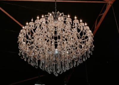 Factory51’s signature chandelier inside The Workshop wedding venue in Brisbane