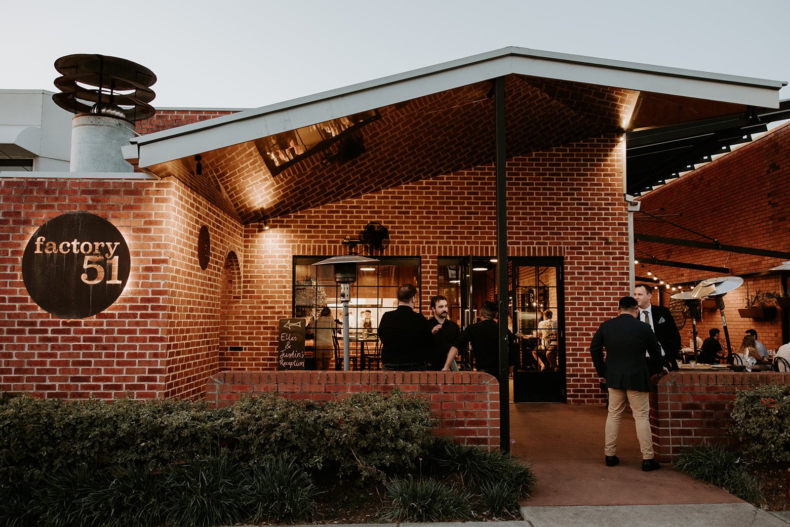 Factory51 wedding venue exterior in Coorparoo before Ellen and Justin’s reception